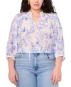 Vince Camuto Plus Size Split-tie-neck 3/4-sleeve Blouse In Lucent White