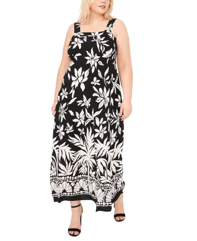 Vince Camuto Plus Size Square-neck Sleeveless Maxi Dress In Rich Black