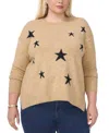 Vince Camuto Star Crewneck Sweater In Latte Heather
