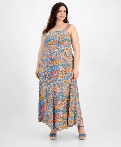 Vince Camuto Plus Size Thick Strap Tiered Maxi Dress In Storm