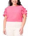 Vince Camuto Plus Size Tiered Ruffle-sleeve Blouse In Pink Bliss