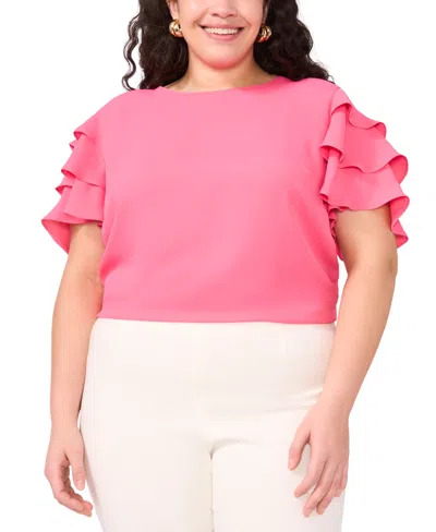 Vince Camuto Plus Size Tiered Ruffle-sleeve Blouse In Pink Bliss