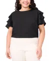 Vince Camuto Plus Size Tiered Ruffle-sleeve Blouse In Rich Black