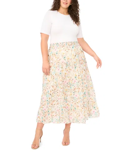 Vince Camuto Plus Size Tiered Smocked Waist Maxi Skirt In White