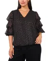 Vince Camuto Plus Size V-neck Balloon Sleeve Printed Top In Multi