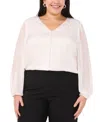 Vince Camuto Rhinestone Chiffon Sleeve Top In New Ivory