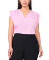 Vince Camuto Plus Size V-neck Flutter-sleeve Blouse In Violet Blush