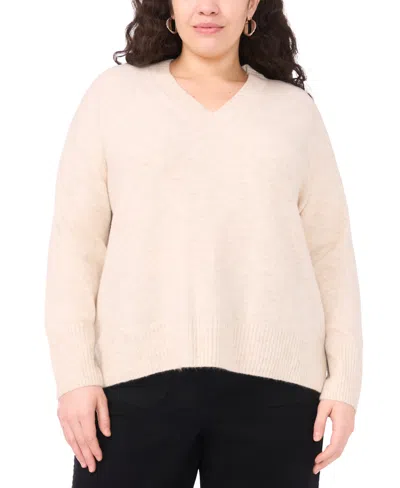 Vince Camuto Plus Size V-neck High Low Hem Sweater In Animal Print