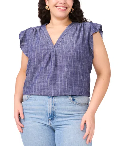 VINCE CAMUTO PLUS SIZE V-NECK RUFFLE SLEEVE BLOUSE