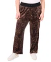 Vince Camuto Plus Size Velour Animal-print Drawstring-waist Straight-leg Pants In Multi