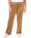 Vince Camuto Womens Velour Crystal Logo Hoodie Joggers In Camel