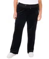 Vince Camuto Plus Size Velour Drawstring-waist Straight-leg Pants, Created For Macy's In Rich Black