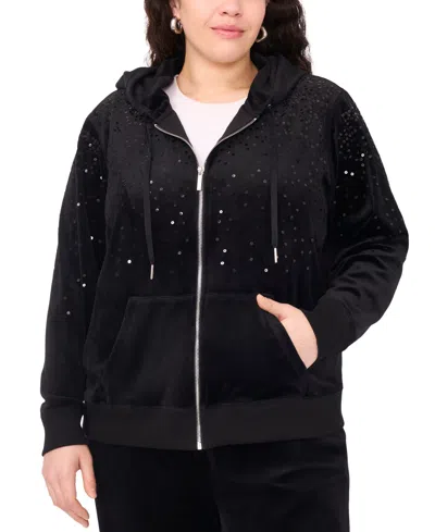 VINCE CAMUTO PLUS SIZE VELOUR ZIP-FRONT HOODIE JACKET