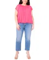 Vince Camuto Plus Size Wide-neck Cap-sleeve Gathered Top
