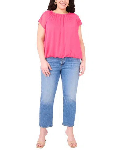 Vince Camuto Plus Size Wide-neck Cap-sleeve Gathered Top