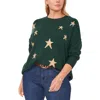 Vince Camuto Plus Star Womens Oversized Ribbed Trim Crewneck Sweater In Green
