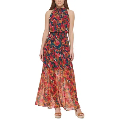 Vince Camuto Plus Womens Chiffon Floral Maxi Dress In Multi