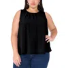 Vince Camuto Plus Womens Embellished Chiffon Blouse In Black