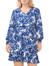 VINCE CAMUTO PLUS WOMENS FLORAL PRINT POLYESTER MIDI DRESS