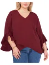 Vince Camuto Flutter Sleeve Crossover Georgette Tunic Top In Multi