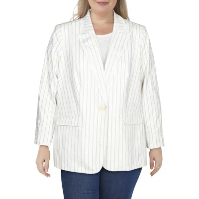 Vince Camuto Plus Womens Fringe Pinstripe Blazer In Gold