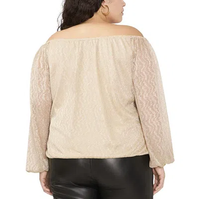 Vince Camuto Plus Womens Metallic Off-the-shoulder Blouse In Gold