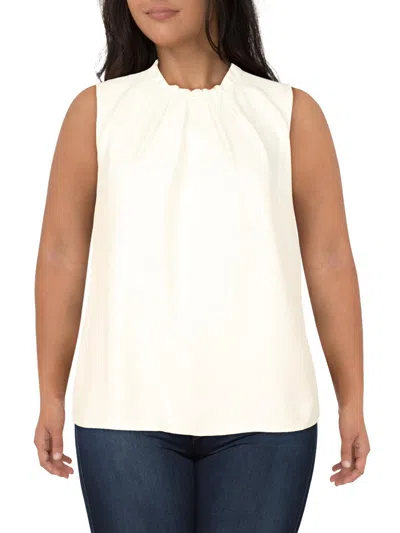 Vince Camuto Plus Womens Mock Neck Sleeveless Blouse In White