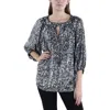 Vince Camuto Sequin Keyhole Neck Blouse In Grey
