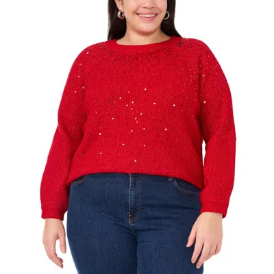Vince Camuto Plus Womens Sequined Knit Pullover Sweater In Multi