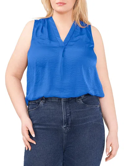 Vince Camuto Plus Womens Sleeveless V-neck Blouse In Multi