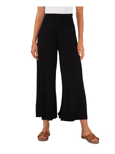 Vince Camuto Plus Womens Smocked Rayon Wide Leg Pants In Black