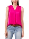 Vince Camuto V-neck Sleeveless Rumple Satin Blouse In Pink