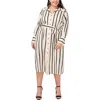 Vince Camuto Plus Size Collared Button-front Tie-waist Dress In Multi