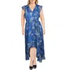 Vince Camuto Plus Womens Surplice Ruffled Maxi Dress In Blue