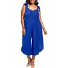 Vince Camuto Plus Womens Tie Shoulder Wide Leg Jumpsuit