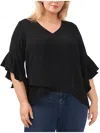 VINCE CAMUTO PLUS WOMENS V-NECK FLUTTER SLEEVE BLOUSE