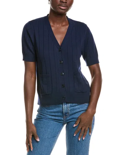 Vince Camuto Pocket Wool-blend Cardigan In Blue