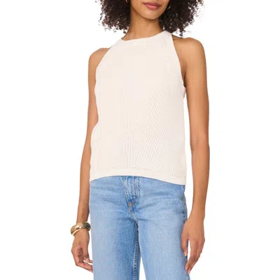 Vince Camuto Pointelle Cotton Sweater Tank In Antique White