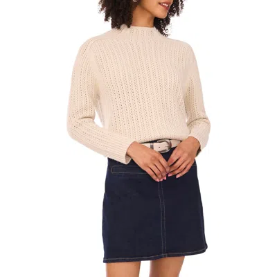 Vince Camuto Pointelle Funnel Neck Sweater In Neutral