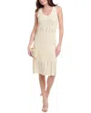 Vince Camuto Sleeveless Scallop Hem Pointelle Cotton Sweater Dress In Beige