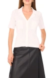 Vince Camuto Pointelle Short Sleeve Sweater In White