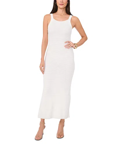 Vince Camuto Pointelle Sleeveless Maxi Sweater Dress In White