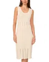 Vince Camuto Sleeveless Scallop Hem Pointelle Cotton Sweater Dress In Birch