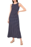 Vince Camuto Polka Dot Keyhole Back Maxi Dress In Classic Navy
