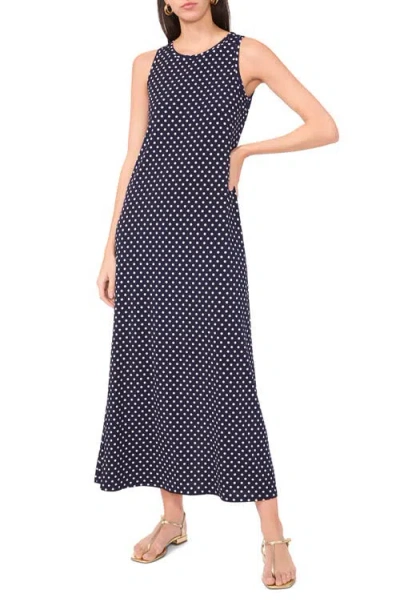 Vince Camuto Polka Dot Keyhole Back Maxi Dress In Classic Navy