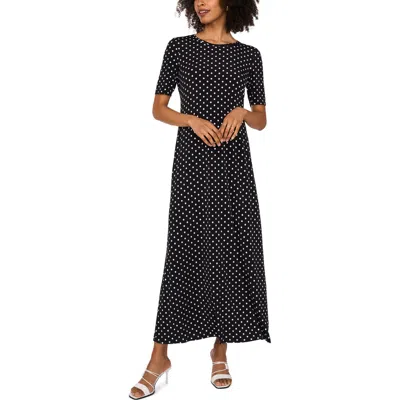 Vince Camuto Polka Dot Knit Maxi Dress In Black