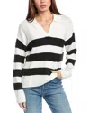 Vince Camuto Polo Collar Wide Stripe Sweater In White