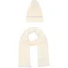 Vince Camuto Pom Beanie And Scarf Set In Winter White
