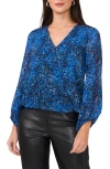 Vince Camuto Print Balloon Sleeve Top In Rich Black