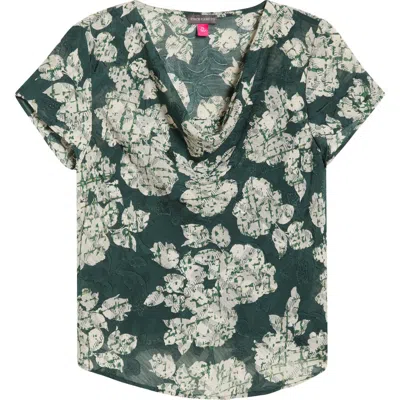 Vince Camuto Print Cowl Neck Top In Green
